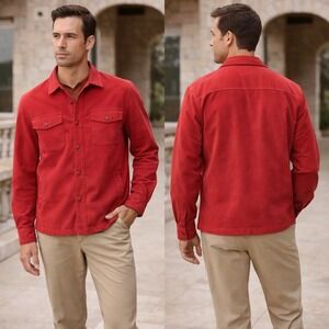 Peter Millar Moleskin Shirt Jacket Monaco Red‎ XL Stretch Cotton